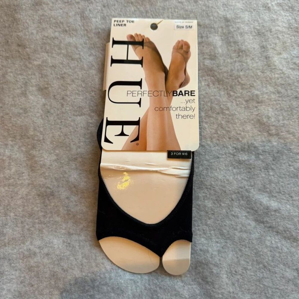Hue peep to liner socks black women s/m
